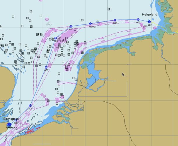 In blau die geplante Route nach Ramsgate. In rosa die VTGs